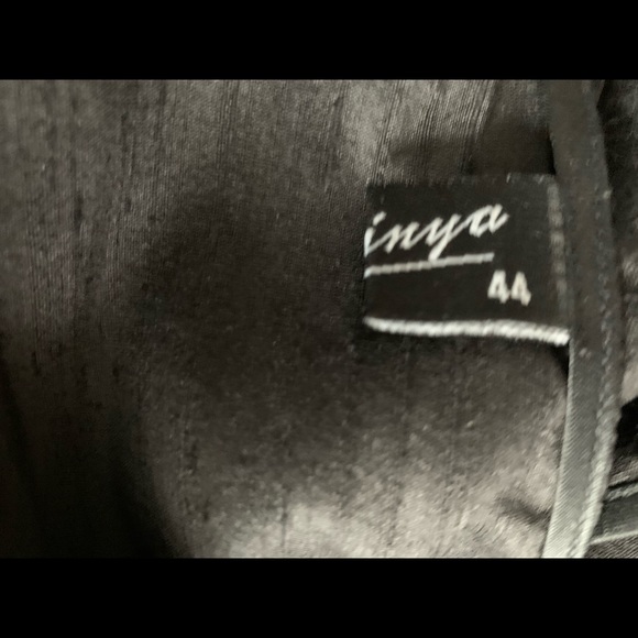 Shiny Black silk Pleated Long Dress With Slits & jacket 2 pc suit EUR 44 US 12 - Picture 15 of 16